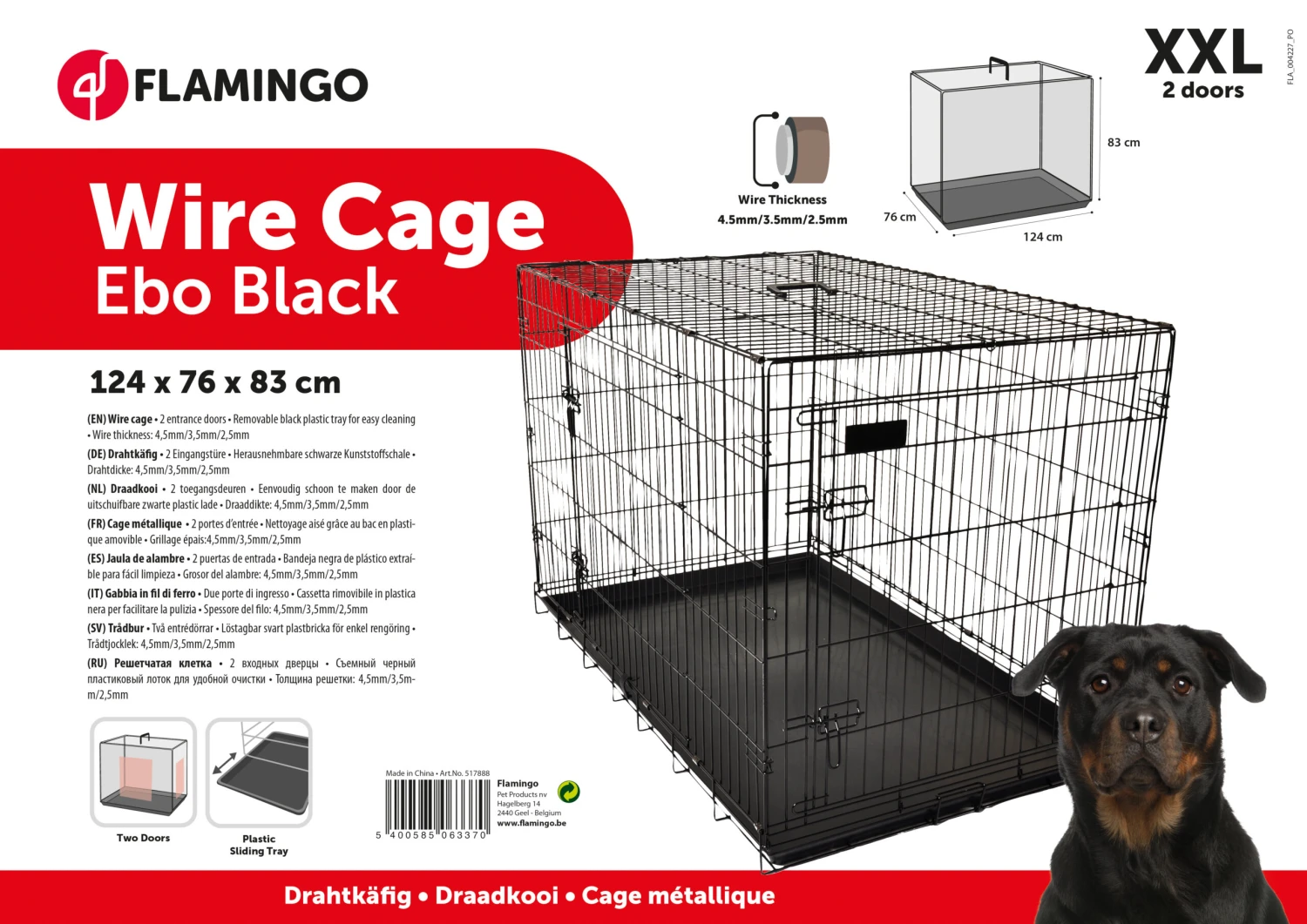 Flamingo Cage Pour Chien Ebo Noir XXL 124x76x83cm 2 Flamingo Cage Pour Chien Ebo Noir XXL 124x76x83cm – Image 2