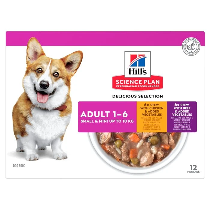 HILL'S SCIENCE PLAN HEALTHY CUISINE MIJOTÉS POUR CHIEN ADULTE SMALL & MINI AU POULET ET AU BŒUF 12X80G 1 HILL'S SCIENCE PLAN HEALTHY CUISINE MIJOTÉS POUR CHIEN ADULTE SMALL & MINI AU POULET ET AU BŒUF 12X80G