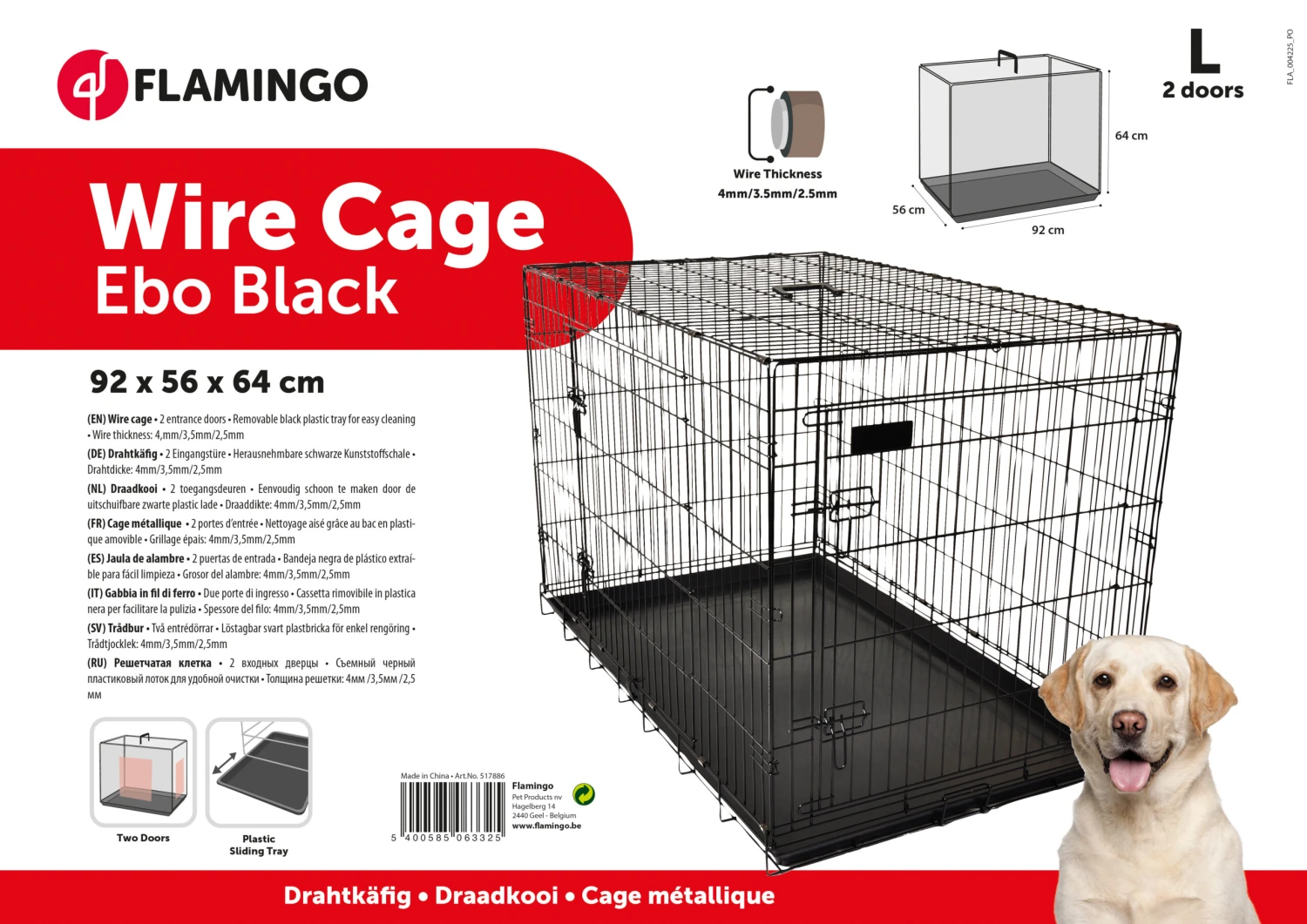 Flamingo Cage Pour Chien Ebo Noir L 92x56x64cm 2 Flamingo Cage Pour Chien Ebo Noir L 92x56x64cm – Image 2