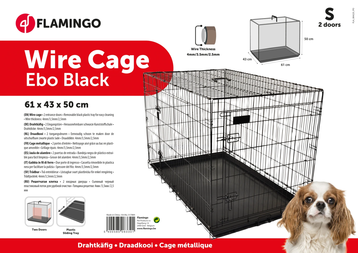 Flamingo Cage Pour Chien Ebo Noir S 61x43x50cm 2 Flamingo Cage Pour Chien Ebo Noir S 61x43x50cm – Image 2